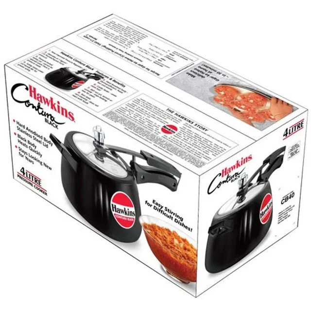 Hawkins Contura Hard Anodised Black Inner Lid Pressure Cooker - With Handle, CB40, 4 l-3.webp